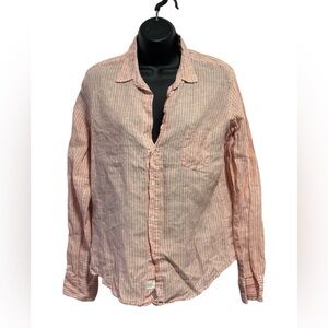 Ladies Frank & Eileen  Lightweight Linen Striped Button-Up Shirt - Pink
